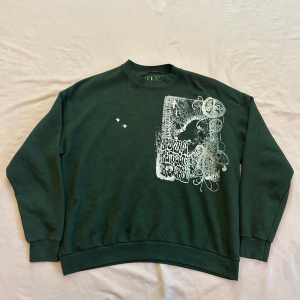 GREEN STUDDED CREWNECK